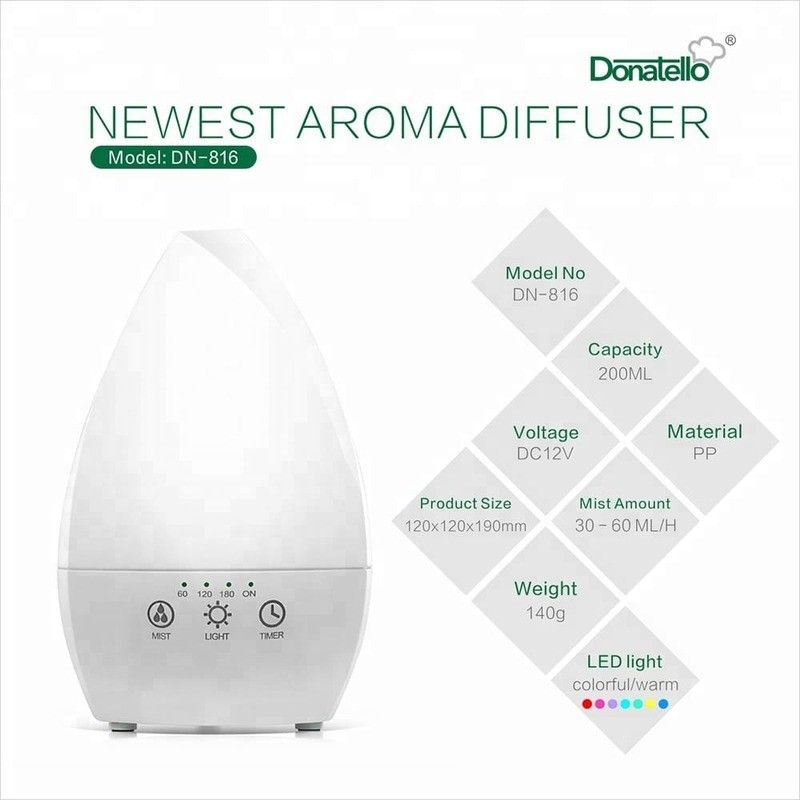 Home Portable Air Ultrasonic Humidifier Essential Oil Diffuser With Night Light For Bedroom