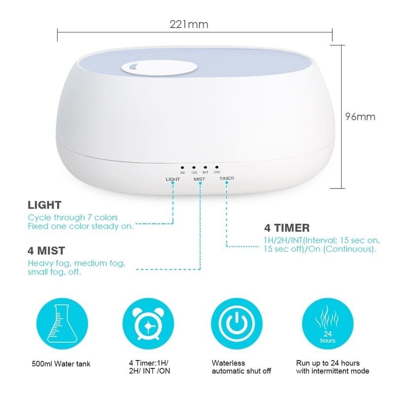 Portable Aromat Difusor 500Ml Ultrasonic Aromatherapy Essential Oil Diffuser With Remote Control