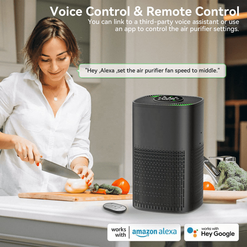 Smart Air Purifier with PM2.5 Display and LED Tricolor Light