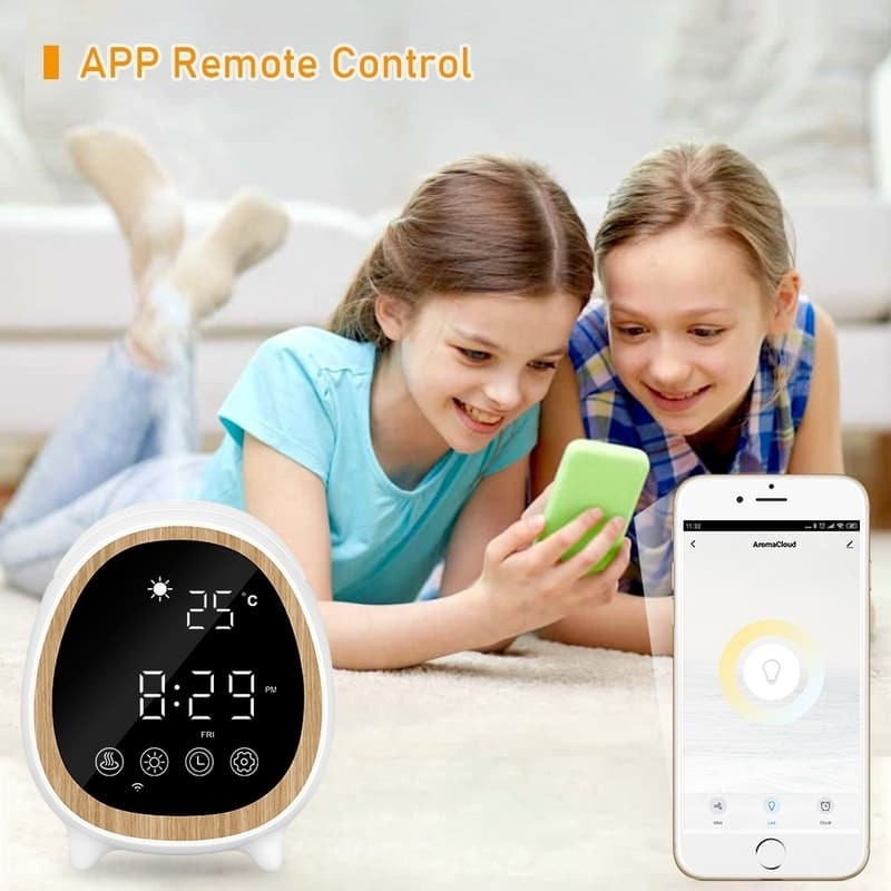 Remote And App Control Ultrasonic Diffuser Scent Diffuser Machine With Smart Home Alarm Clock