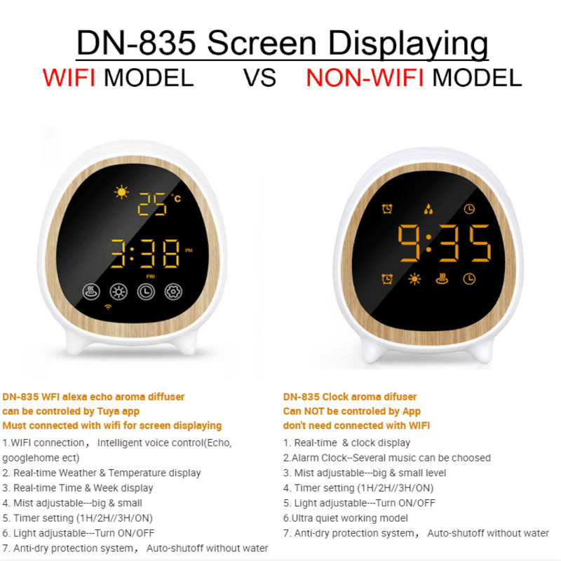 Remote And App Control Ultrasonic Diffuser Scent Diffuser Machine With Smart Home Alarm Clock