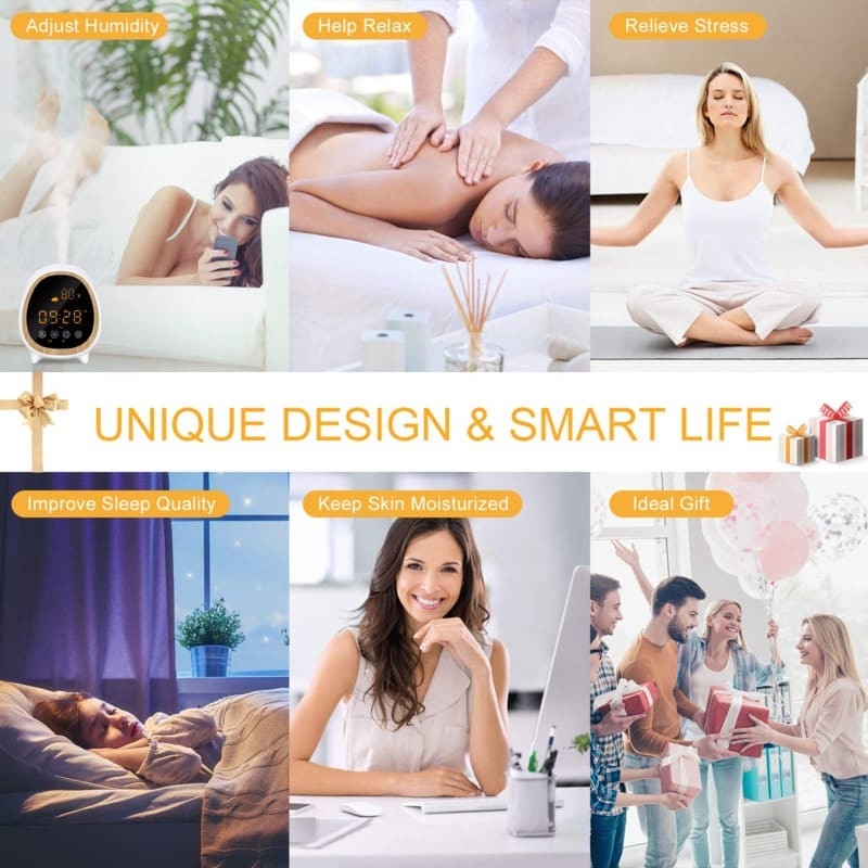 Remote And App Control Ultrasonic Diffuser Scent Diffuser Machine With Smart Home Alarm Clock