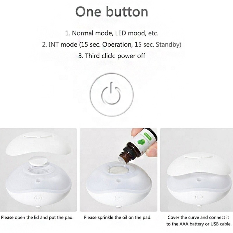 Portable Usb Charging Diffuser 7 Colors Lights Ultrasonic Air Aromatherapy Waterless Essential Oil Diffuser